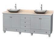80 in. Double Bathroom Vanity with Ivory Marble Countertop