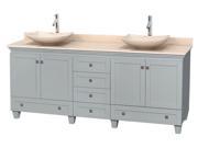 80 in. Double Bathroom Vanity with Arista Ivory Marble Sinks