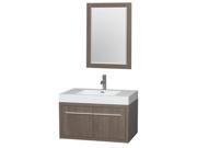Single Bathroom Vanity with Acrylic Resin Countertop in Gray Oak