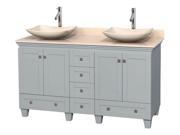 Modern Double Bathroom Vanity with Arista Ivory Marble Sinks