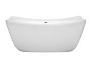 Wyndham Collection Donna 67 inch Freestanding Bathtub in White with Polished Chrome Drain and Overflow Trim