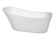 Wyndham Collection Janice 67 inch Freestanding Bathtub in White with Polished Chrome Drain and Overflow Trim