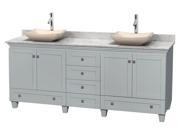 6 Drawer Double Bathroom Vanity with Avalon Ivory Marble Sinks