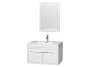 Single Bathroom Vanity with Resin Countertop in Glossy White