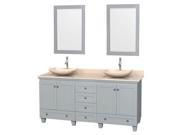 3 Pc Double Sink Bathroom Vanity Set in Oyster Gray Finish