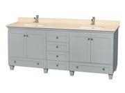 80 in. Double Bathroom Vanity with Ivory Marble Countertop