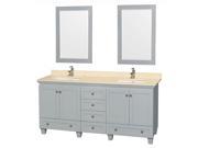 72 in. Double Bathroom Vanity with Ivory Marble Countertop