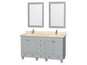 60 in. Double Bathroom Vanity with Ivory Marble Countertop