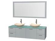 4 Drawer Double Bathroom Vanity in Dove Gray Finish with Mirror