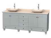 80 in. Double Bathroom Vanity with Avalon Ivory Marble Sinks