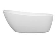 Wyndham Collection Florence 68 inch Freestanding Bathtub in White with Polished Chrome Drain and Overflow Trim