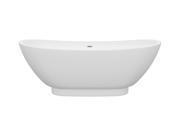 Wyndham Collection Clara 69 inch Freestanding Bathtub in White with Brushed Nickel Drain and Overflow Trim