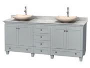 6 Drawer Double Bathroom Vanity with Arista Ivory Marble Sinks