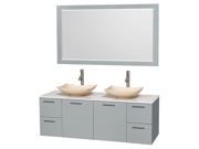Double Bathroom Vanity in Dove Gray Finish with Mirror