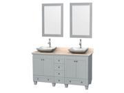 Modern Double Bathroom Vanity with Mirror in Oyster Gray