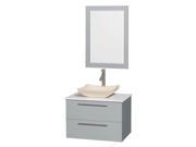 Single Bathroom Vanity with Mirror and Avalon Ivory Marble Sink