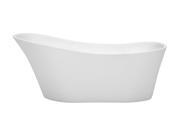 Wyndham Collection Janice 67 inch Freestanding Bathtub in White with Brushed Nickel Drain and Overflow Trim