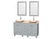 Double Bathroom Vanity with Avalon Ivory Marble Sinks