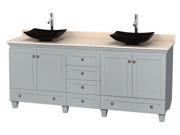 80 in. Double Bathroom Vanity with Arista Black Granite Sinks