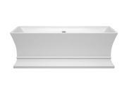 Wyndham Collection Jamie 67 inch Freestanding Bathtub in White with Brushed Nickel Drain and Overflow Trim