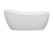 Wyndham Collection Margaret 66 inch Freestanding Bathtub in White with Brushed Nickel Drain and Overflow Trim