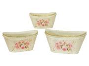 3 Pc French Country Oval Vintage Decorative Flower Pot Set