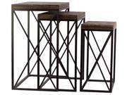 Wooden Metal Table Set of Three
