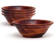 Lipper International Flared Footed Bowls 7 Inch Cherry Finish Set of 4