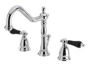 Kingston Brass Heritage Onyx Widespread Lavatory Faucet With Black Porcelain Lever Handle Chrome