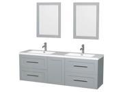 72 in. Double Bathroom Vanity with Drawer in Dove Gray