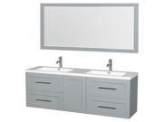 72 in. Double Bathroom Vanity with Door in Dove Gray