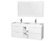 60 in. Double Bathroom Vanity Set in Glossy White