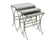 BENZARA HRT 704136 Modern Styled Set of 3 Metal Mirror Table