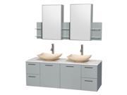 2 Pc Wall Mounted Double Bathroom Vanity Set with Drawers