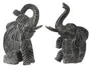Bakari Wood Carved Elephants Set of 2