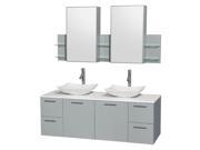 2 Pc Modern Wall Modern Double Bathroom Vanity Set