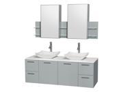 2 Pc Modern Bathroom Vanity Set with 4 Drawers in Dove Gray