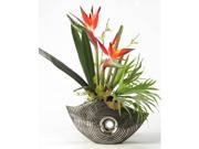Birds Of Paradise in Silver and Black Ceramic Planter