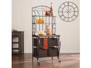 Bakers Rack with Storage Baskets in Black and Espresso