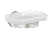 Holder with Frosted Glass Soap Dish in Brushed Nickel Finish