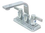 Two Handle 4 Centerset Lavatory Faucet with Brass Push up in Chrome by Kingston Brass