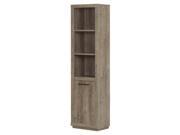 3 Shelf Bookcase with Door in Weathered Oak Finish