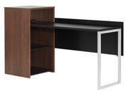 Desk with Storage in Brown Walnut and Pure Black