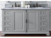 60 in. Double Vanity with Carrara White Marble Top in Urban Gray