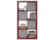 8 Cube Hollow Core Bookcase in Red Finish