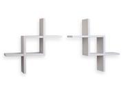 Reversed Criss Cross Shelves in White Finish Set of 2