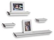 4 Pc Ledge Shelves with Two Photo Frames in White Finish