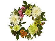 Dahlia Mum Wreath in Multicolor