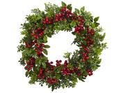 Berry Boxwood Wreath in Green and Red