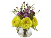 Rose and Morning Glory Arrangement with Vase in Yellow